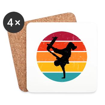 Skateboard Retro Skateboarder Skater Men - Coasters (set of 4) - white - Front