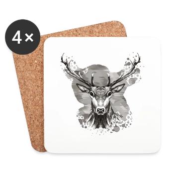 Cerf - Dessous de verre (lot de 4) - blanc - Devant