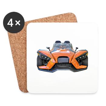 Funcar orange - Dessous de verre (lot de 4) - blanc - Devant