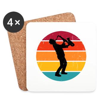 Saxophonist Sax Herren Jungen Saxophone - Coasters (set of 4) - white - Front
