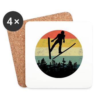 Saut à ski Rétro Sports d’hiver Sauteur à ski Ski Fly - Dessous de verre (lot de 4) - blanc - Devant