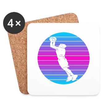 Basketball Basketball Retro Basketball Amateurs de Basketball - Dessous de verre (lot de 4) - blanc - Devant