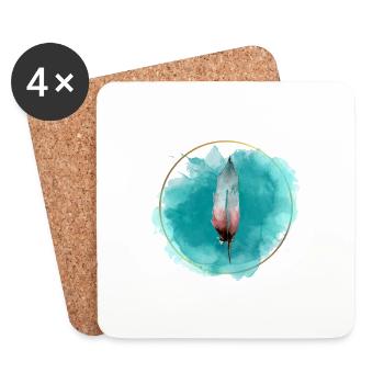 Plume Simple - Dessous de verre (lot de 4) - blanc - Devant