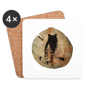 Tree Disc Owl - Coasters (set of 4) - white - Front