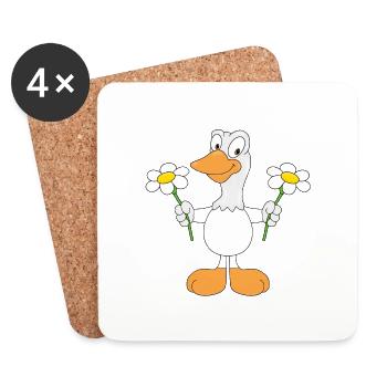 GANS - GÄNSEBLÜMCHEN - LIEBE - LOVE - BLUMEN - Untersetzer (4er-Set) - Weiß - Vorne