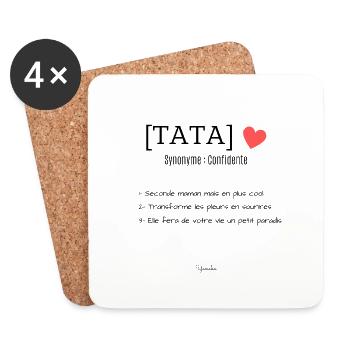 Tata définition -Tatie définition - Cadeau Tata - Dessous de verre (lot de 4) - blanc - Devant