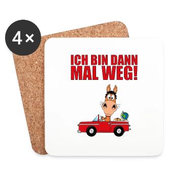 PFERD - AUTO - ICH BIN DANN MAL WEG! - Untersetzer (4er-Set) - Weiß - Vorne