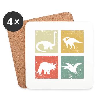 four dinosaurs - Coasters (set of 4) - white - Front