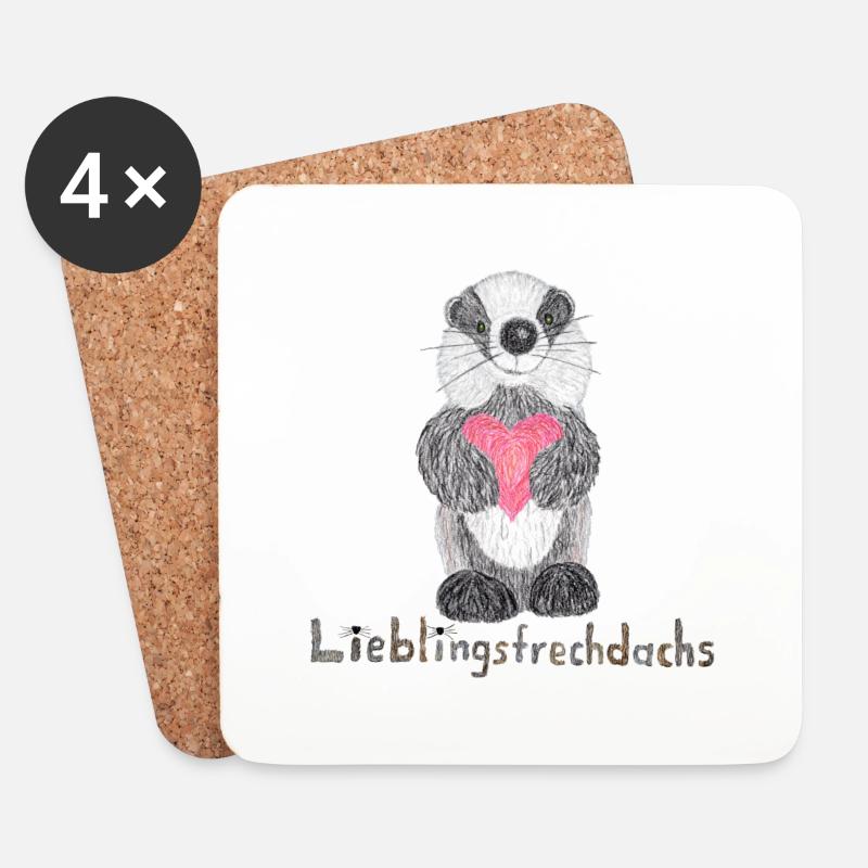 Lieblingsfrechdachs mit Herz - Untersetzer (4er-Set) - Weiß