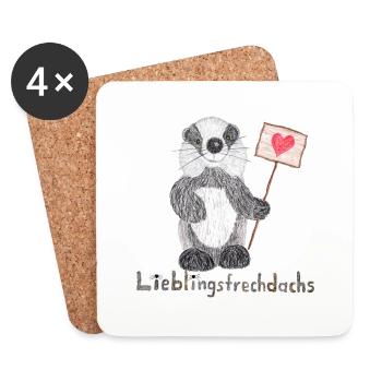 Lieblingsfrechdachs mit Herzschild - Untersetzer (4er-Set) - Weiß - Vorne