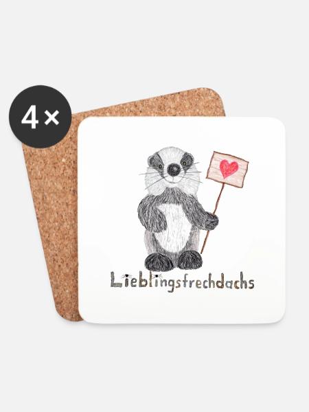 Lieblingsfrechdachs mit Herzschild - Untersetzer (4er-Set) - Weiß