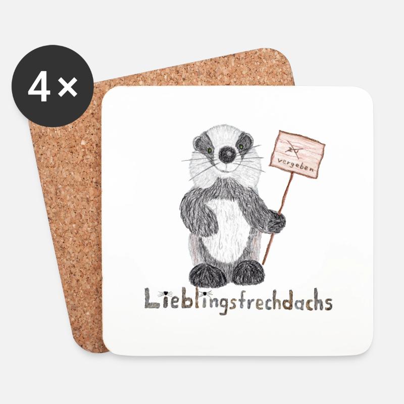 Lieblingsfrechdachs mit Schild "vergeben" - Untersetzer (4er-Set) - Weiß
