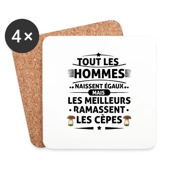 Les Meilleures ramassent les cèpes - Dessous de verre (lot de 4) - blanc - Devant