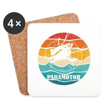 Paraglier rétro paramoteur couleur - Dessous de verre (lot de 4) - blanc - Devant
