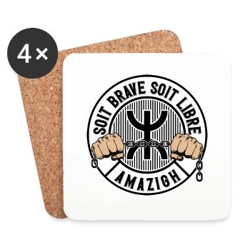 Soit brave, soit libre. Amazigh. - Dessous de verre (lot de 4) - blanc - Devant