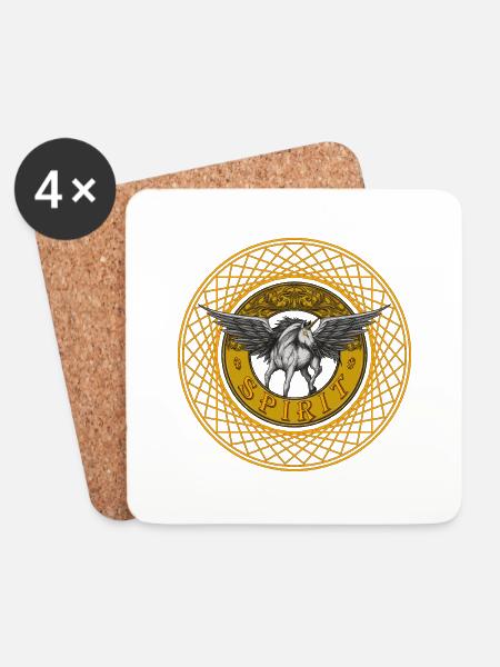 Spirit of the Pegasus - Greek mythology - Coasters (set of 4) - white