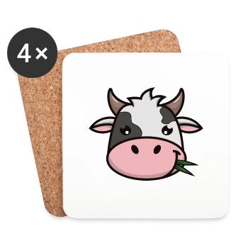| visage de vache mignon Tête - Dessous de verre (lot de 4) - blanc - Devant