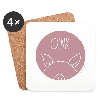 Oink / Schwein / Comic by minavi - Untersetzer (4er-Set) - Weiß - Vorne