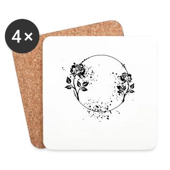 Cadre rose rond avec taches de couleur - Dessous de verre (lot de 4) - blanc - Devant
