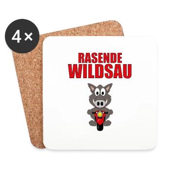 MOTORRAD - BIKER - RASENDE WILDSAU - Untersetzer (4er-Set) - Weiß - Vorne