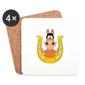 PFERD - HUFEISEN - LIKE - LIKEN - MÖGEN - TIERISCH - Untersetzer (4er-Set) - Weiß - Vorne