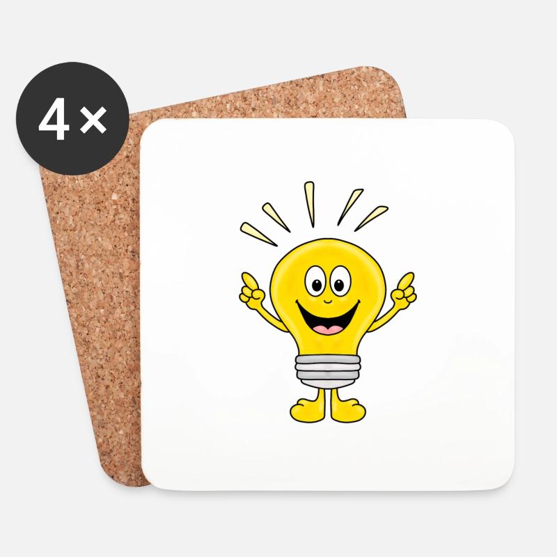 GLÜHBIRNE - LICHT - ELEKTRIKER - FUN - Untersetzer (4er-Set) - Weiß