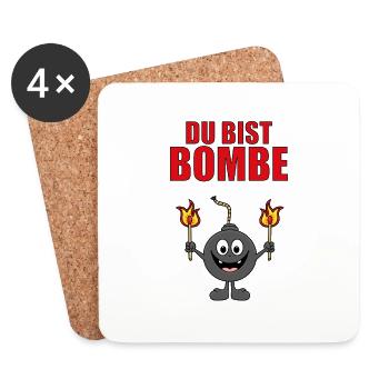 BOMBE - DU BIST BOMBE - Untersetzer (4er-Set) - Weiß - Vorne