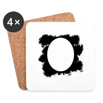 Black Color Spot Background Oval - Coasters (set of 4) - white - Front