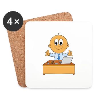 BABY - ARBEIT - SCHREIBTISCH - BOSS - CHEF - KIND - Untersetzer (4er-Set) - Weiß - Vorne