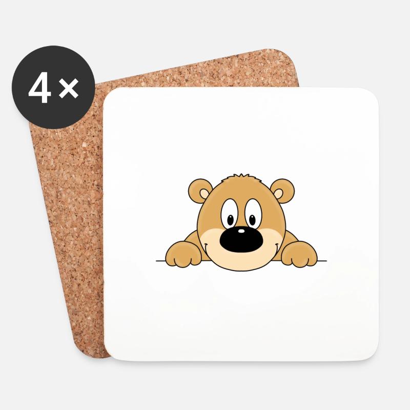 TEDDYBÄR - BÄR - TEDDY - KIND - BABY - TIER - Untersetzer (4er-Set) - Weiß