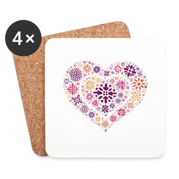 Red Heart – Love on Black | Minimalist - Coasters (set of 4) - white - Front