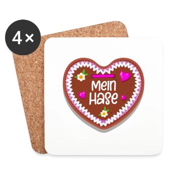 Mein Hase Lebkuchenherz - Untersetzer (4er-Set) - Weiß - Vorne