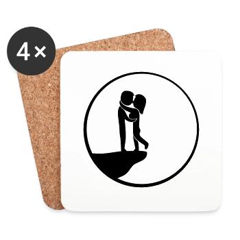 Couples de Lune de Nuit - Dessous de verre (lot de 4) - blanc - Devant