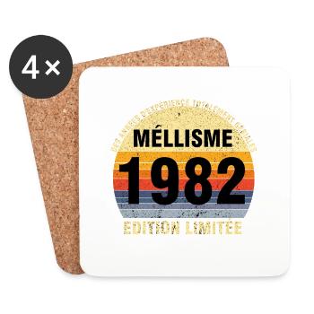 Millésime 1982 Cadeau Anniversaire vintage 1982 - Dessous de verre (lot de 4) - blanc - Devant