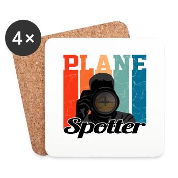 Plane Spotter Camera - Avion cadeau vintage - Dessous de verre (lot de 4) - blanc - Devant
