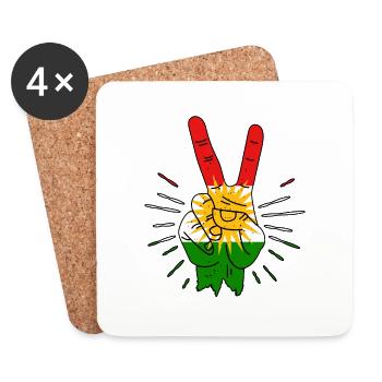 Doigt de paix du Kurdistan - Dessous de verre (lot de 4) - blanc - Devant