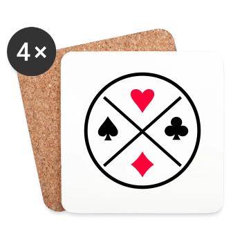 Symboles de cartes Poker - Dessous de verre (lot de 4) - blanc - Devant