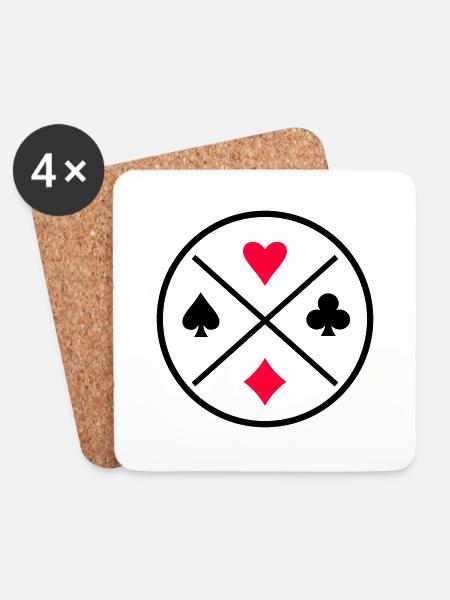 Card Symbols Poker - Untersetzer (4er-Set) - Weiß