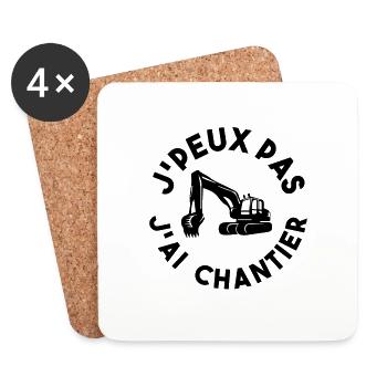 JPEUX PAS J'AI CHANTIER - Dessous de verre (lot de 4) - blanc - Devant