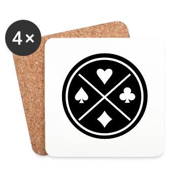 Symboles de carte - Dessous de verre (lot de 4) - blanc - Devant