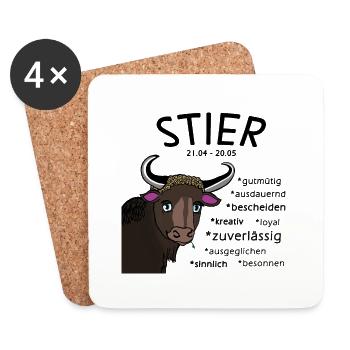 Sternzeichen Stier - Untersetzer (4er-Set) - Weiß - Vorne