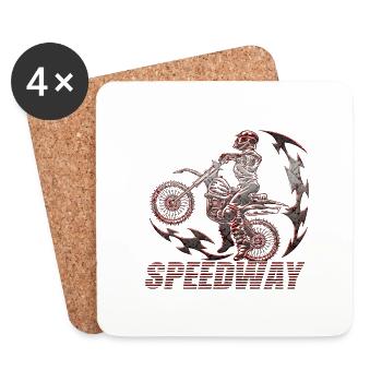 Motorcycle Speedway Motorcycles Gear Shift - Coasters (set of 4) - white - Front