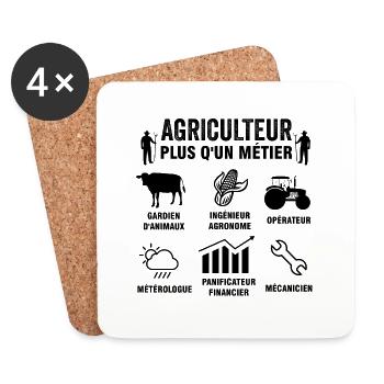 Agriculteur Plus Qu'un Métier Humour Agriculture - Dessous de verre (lot de 4) - blanc - Devant