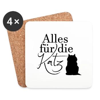 Alles für die Katz Katze Haustier Geschenk Desgin - Untersetzer (4er-Set) - Weiß - Vorne