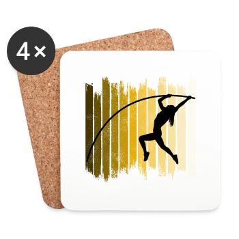 Stabhochsprung Sprung Hochsprung Leichtathletik - Untersetzer (4er-Set) - Weiß - Vorne