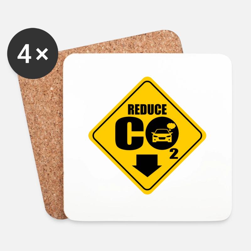 Reduce Co2, carbon dioxide - Coasters (set of 4) - white