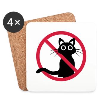 Black cat banned - Coasters (set of 4) - white - Front