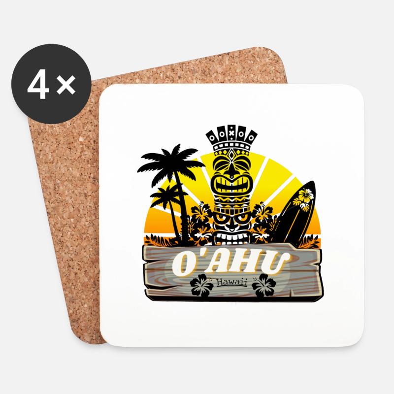 O 'ahu Hawaii Logo - Untersetzer (4er-Set) - Weiß