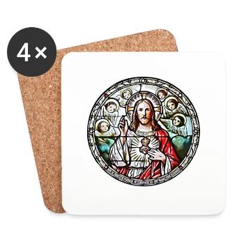 HEILIGSTES HERZ JESU - Untersetzer (4er-Set) - Weiß - Vorne