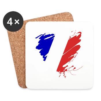 France Tricolor Paris Grunge Heart Football Goal - Coasters (set of 4) - white - Front